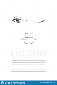 Face Chart Makeup Artist Blank Template Illustration