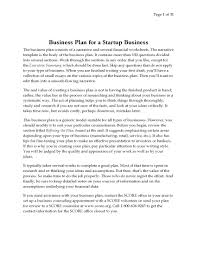 Business Plan For Startup Template Pdf Format E Database Org