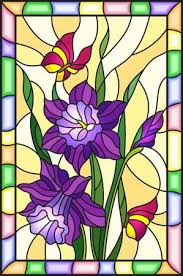 stock vector stained glass flowers