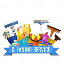 Cleaning Service Flat Illustration Poster Template For House
