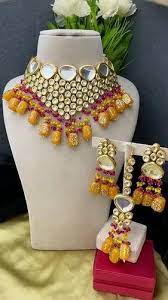 kundan choker necklace set with