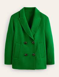 Wool Blend Pea Coat Highland Green
