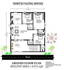 North Facing 3bhk Furniture House Plan