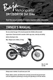 dr125 dr150 dirt bike owner s manual