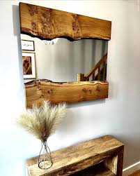 Live Edge Pippy Oak Wood Wall Mirror