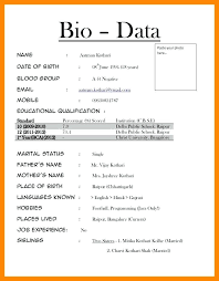 Resume Biodata Meaning Bio Data Spacesheep Co