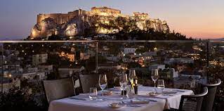 roof garden restaurant with acropolis