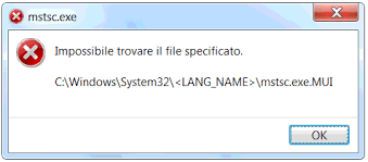 Errore durante l'avvio di c:\users…… impossibile trovare il modulo specificato. Remote Desktop Client Interrotto Il Sistema Non Riesce A Trovare Il File Specificato Mstsc Exe Mui Domande Su Nix