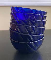 cobalt blue glass bowls set of six from