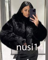 Zara New Woman Cropped Faux Fur Jacket