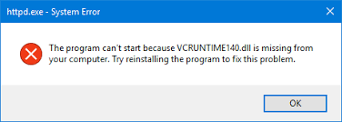 vcruntime140 dll is missing error