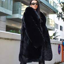 Black Full Pelt Real Fox Fur Coat