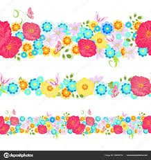 Collection Horizontal Seamless Borders Meadow Flowers Your
