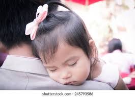Little Girl Sleeping On Fathers Shoulder Stock Photo (Edit Now) 245793586
