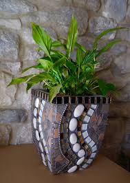 Plant Pot Large Mosaic And Pebbles