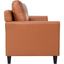 Raelynn Modern On Tufted Sofa Caramel Air Leather
