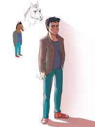 Redesigned Drawing of Bojack Horseman as Human. I tried getting some tips  from the last post, a lot of people were suggesting he should look older so  I tried to push that