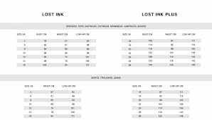 Size Guide Lost Ink Lost Ink