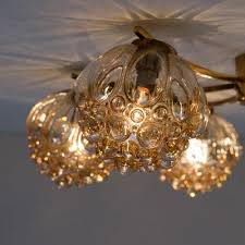 Large Amber Bubble Glass Chandelier By