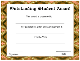 Outstanding Student Certificate Template Student Of The Year Award