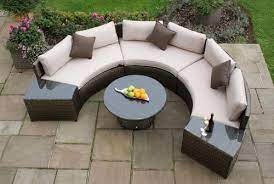 wicker delite brown curved outdoor sofa