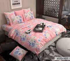 printed pink glace cotton bed comforter