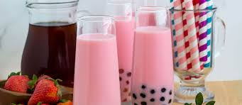 strawberry milk bubble tea drink milk com