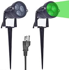 Amazon Com Lemonbest Pack Of 2 Outdoor Water Resistant Led Lawn Garden Landscape Lamp Wall Yard Path Patio Lighting Spot Lights Green Ac Spiked Stand With Power Plug Garden Outdoor