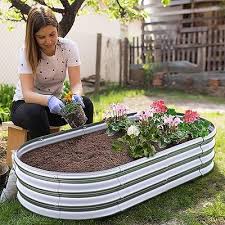 1ft Galvanized Planter Box Outdoor Oval