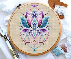 Mandala Flower Lotus Cross Stitch Cross Stitch Pattern - Etsy