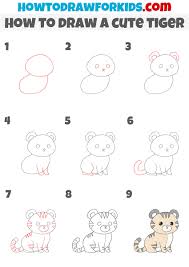 how to draw a cute tiger easy drawing