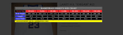 Size Charts Jersey Haven