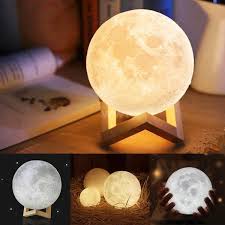 3d Print Led Moon Lamp Usb Led Night Light Moonlight Touch Sensor With Wood Holder Wish