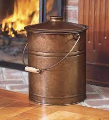 Metal Fireplace Ash Bucket With Lid