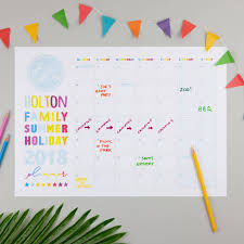 Personalised Summer Holiday Family Wall Planner