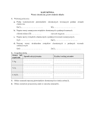 Kartkówka - Wzory chemiczne, prawo stałości składu - klasa 7 - Pobierz pdf  z Docer.pl