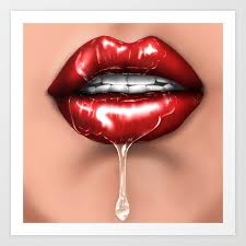 glossy lips art print by ily art design