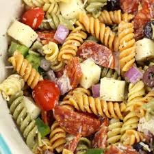 Adding broccoli to the pasta cooking water just before the pasta is done is a convenient way to briefly cook it so that it turns a a creamy pesto sauce turns this simple pasta salad into a delightful dinner. Classic Pasta Salad For A Crowd The Toasty Kitchen