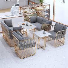Golden Metal Corner Office Sofa Set