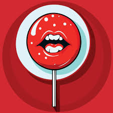 red lollipop with female lips and red