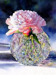 Crystal Vase Still Life Watercolor Painting