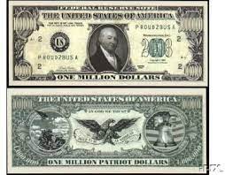 Examples include the patriotic reserve note, with names of both george w. Amazon Com 5 Patriot Million Dollar Bill Toys Games