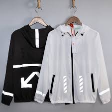 Get the lowest price on your favorite brands at poshmark. Off White Men S And Women S Sun Protection Clothing Black White Summer Outdoor Casual Arrow Reflective Zipper Ow Jackets Shopee Singapore