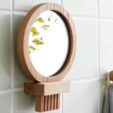 removable oak bathroom mirror by