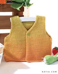 Add difficulty by using a special knitting stitch to create the sweater pieces, or stick with a basic knit stitch to create something simple and cute! Vest Baby Spring Summer Models Patterns Katia Com