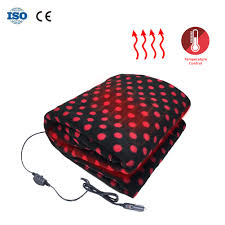 Us 22 51 30 Off Black Dot Cut Plush 12v Car Heating Blanket Car Travel Blanket 150 100cm Heated Blanket Thermostat Electric Heating Blanket In