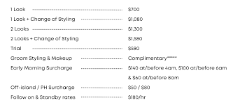bridal makeup artists pricing