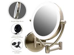 Ovente Wall Mount Makeup Beauty 7 5 Inch 1x Vanity Mirror Led Lights 10x Magnification Double Sided 360 Rotation Option Of Aa Batteries Or Usb Adapter Powered Nickel Brushed Mlw45br1x10x Newegg Com