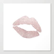 rose gold glitter lips canvas print by
