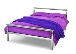 small double silver metal bed frame by